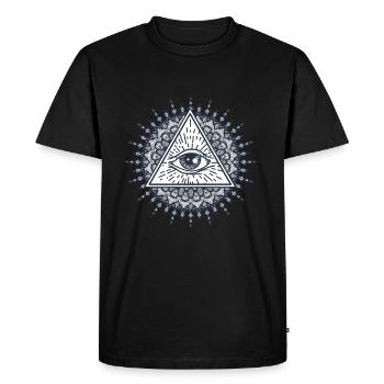 Mandala Triangle Maçonnique Conspiration Illuminati - T-shirt Premium bio Homme - noir - Devant - Nico (187cm)