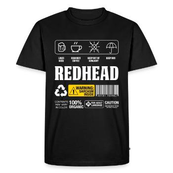 Redhead Ginger Freckles Redheads Red Hair Gift - Men's Premium Organic T-Shirt - black - Front - Nico (187cm)