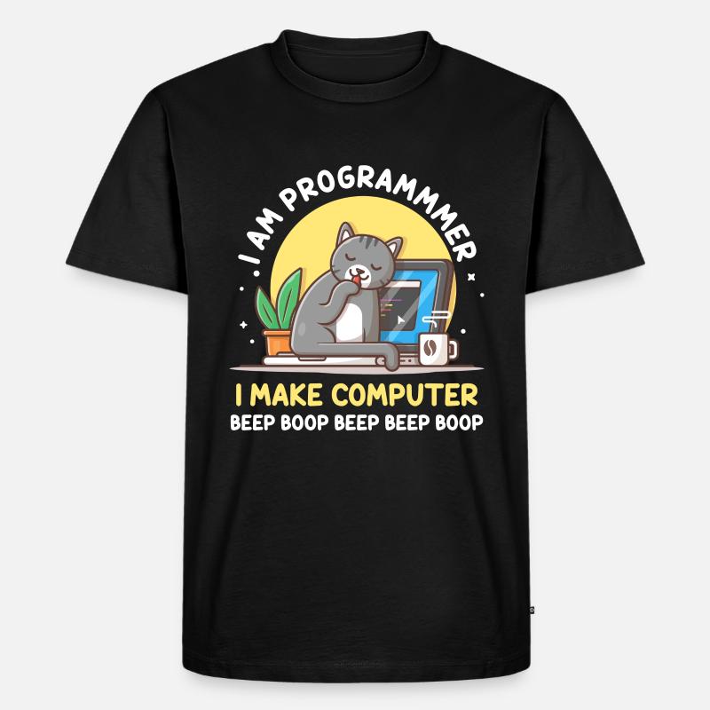 Cat Programmer Coder Developer Kitten Computer - T-shirt Premium bio Homme - noir