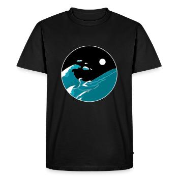 Vagues Yin Yang Lune Nuit Ocean Harmony Beach Cadeau - T-shirt Premium bio Homme - noir - Devant - Nico (187cm)