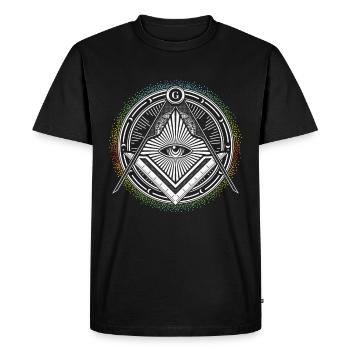 Illuminati Symbole Triangle maçonnique Conspiration G - T-shirt Premium bio Homme - noir - Devant - Nico (187cm)