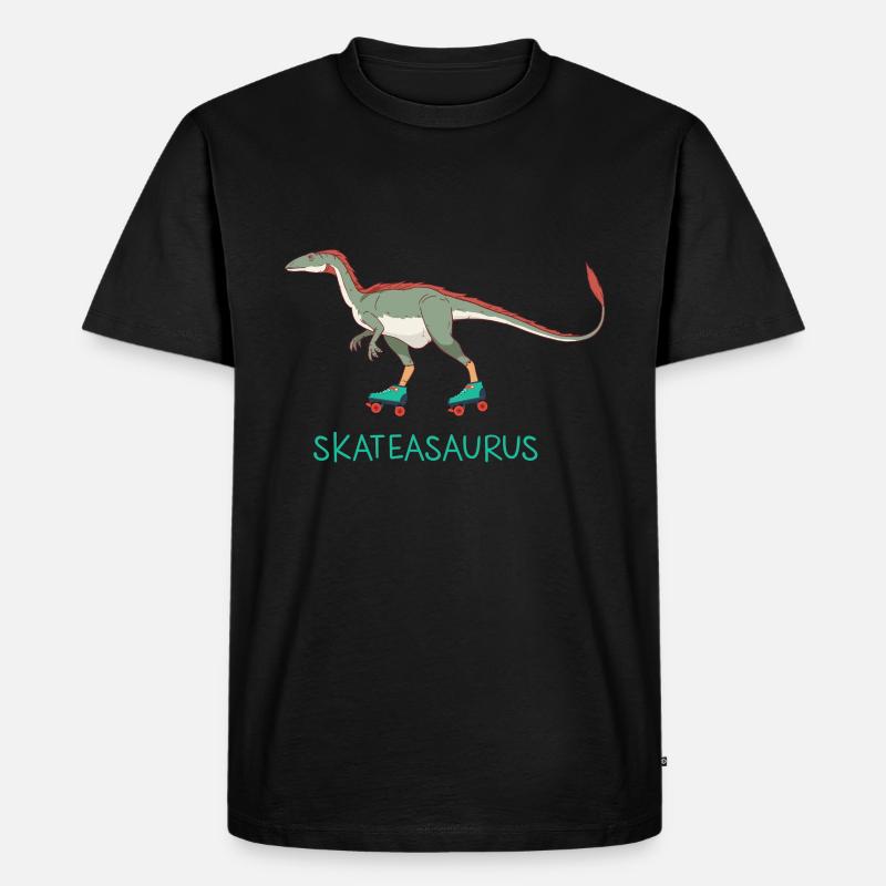 Skateasaurus Dino Inline Skating Rollerblading - Männer Premium Bio T-Shirt - Schwarz