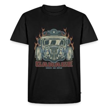 Hotrod Garage Cars Vintage Retro American Hot Rod - T-shirt Premium bio Homme - noir - Devant - Nico (187cm)
