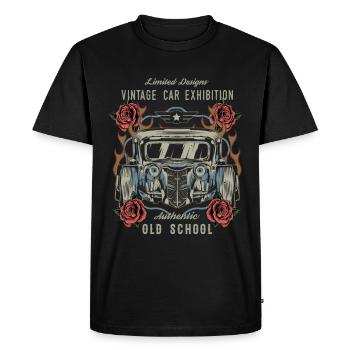 Vintage Cars Hotrod Hot Rod Garage Retro Cadeau - T-shirt Premium bio Homme - noir - Devant - Nico (187cm)