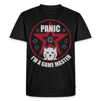 Directeur du jeu Chat - T-shirt Premium bio Homme - noir - Devant - Nico (187cm)