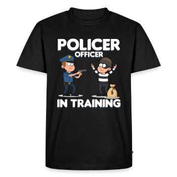 Policier en formation Policier Cadeau de flic - T-shirt Premium bio Homme - noir - Devant - Nico (187cm)
