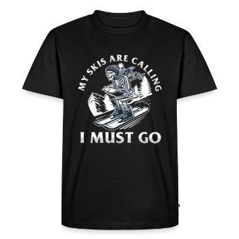 Mes skis appellent skieur squelette sports d’hiver - T-shirt Premium bio Homme - noir - Devant - Nico (187cm)