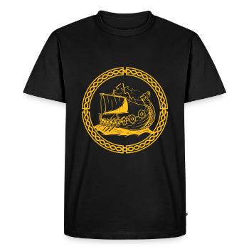 Wikingerschiff Krieger Walhalla Nordische Mythologie Geschenk - Männer Premium Bio T-Shirt - Schwarz - Vorne - Nico (187cm)