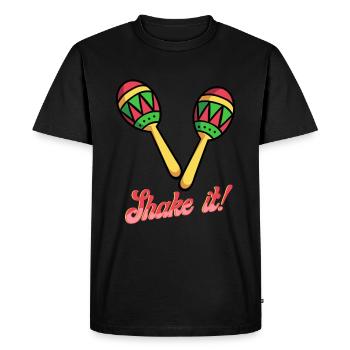 Shake It Mexican Maracas Sombrero Maraca Gift - Men's Premium Organic T-Shirt - black - Front - Nico (187cm)