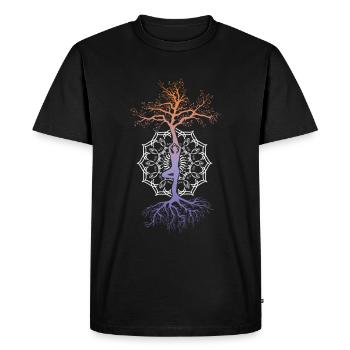 Arbre de Yoga Mandala Nirvana Méditation Zen Asana - T-shirt Premium bio Homme - noir - Devant - Nico (187cm)