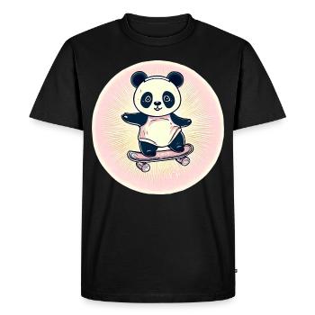 Skateboard panda in sunset - Men's Premium Organic T-Shirt - black - Front - Nico (187cm)