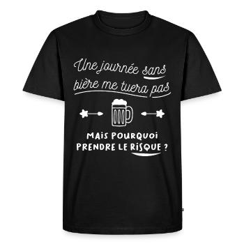 apéro message humoristique - T-shirt Premium bio Homme - noir - Devant - Nico (187cm)