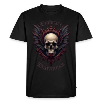 Crâne gothique ailes baroque skull dark tête mort - T-shirt Premium bio Homme - noir - Devant - Nico (187cm)