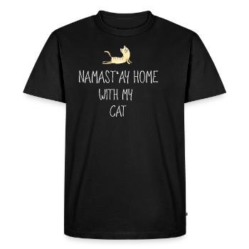 yoga namastay home cat chat sport kobra position - T-shirt Premium bio Homme - noir - Devant - Nico (187cm)