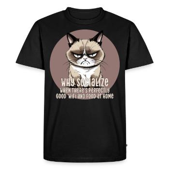 Pourquoi socialiser quand il y a du wifi et de la nourriture à la maison - T-shirt Premium bio Homme - noir - Devant - Nico (187cm)