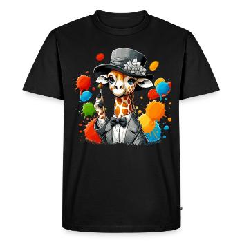 Girafe avec chapeau - T-shirt Premium bio Homme - noir - Devant - Nico (187cm)