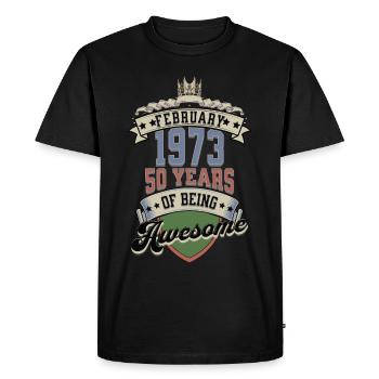 Cadeau d’anniversaire homme 50 ans Février 1973 - T-shirt Premium bio Homme - noir - Devant - Nico (187cm)
