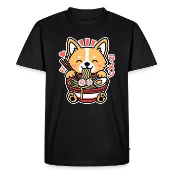 Ramen Noodles Fox - Men's Premium Organic T-Shirt - black - Front - Nico (187cm)