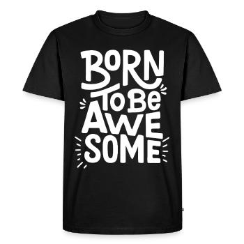 Né pour être génial Né pour être cool Dicton - T-shirt Premium bio Homme - noir - Devant - Nico (187cm)