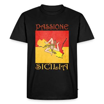 Sicily, Sicilia, Sicily, Italy, Italia, Logo - Men's Premium Organic T-Shirt - black - Front - Nico (187cm)