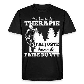VTT thérapie humour vélo vtt cadeau cyclisme - T-shirt Premium bio Homme - noir - Devant - Nico (187cm)