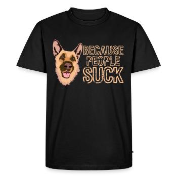Parce que les gens sucent un chien adorable - T-shirt Premium bio Homme - noir - Devant - Nico (187cm)