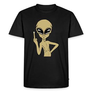 Sarcastic Design Fuck You T-shirt Design Aliens - Men's Premium Organic T-Shirt - black - Front - Nico (187cm)
