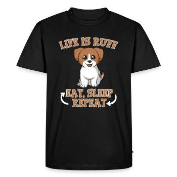 Animal Dog Design For Paw Owners Life Is Ruff Eat - Men's Premium Organic T-Shirt - black - Front - Nico (187cm)