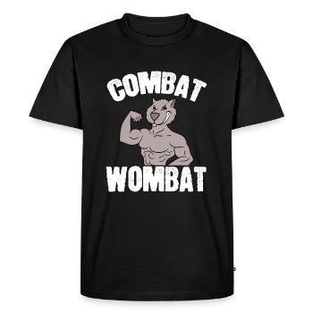 Combat Wombat Taekwondo Félin Feral Meow Animaux - T-shirt Premium bio Homme - noir - Devant - Nico (187cm)