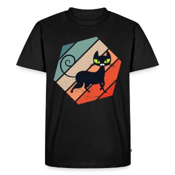 Rétro Vintage mignon félin Feral Meow animaux de - T-shirt Premium bio Homme - noir - Devant - Nico (187cm)
