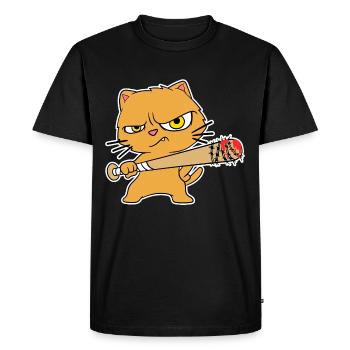 Batte de baseball mignon félin Feral Meow animaux - T-shirt Premium bio Homme - noir - Devant - Nico (187cm)