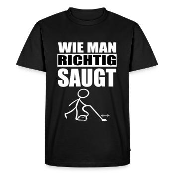 Lustige Sprüche. Wie man richtig saugt. Sex Männer - Männer Premium Bio T-Shirt - Schwarz - Vorne - Nico (187cm)