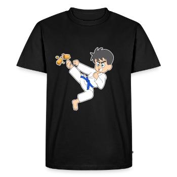 Karaté Bande Dessin jeune Kick Fun Shirt Cadeau enfants - T-shirt Premium bio Homme - noir - Devant - Nico (187cm)