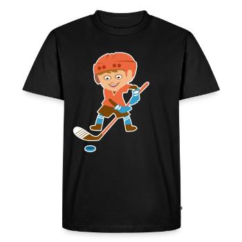 Hockey Comic Boy Puk Racket Gift Kawaii - Men's Premium Organic T-Shirt - black - Front - Nico (187cm)
