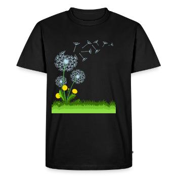Flying Dandelion Gift Idea - Men's Premium Organic T-Shirt - black - Front - Nico (187cm)