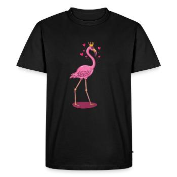 Flamingo couronne coeur amoureux bande dessinée cadeau girl - T-shirt Premium bio Homme - noir - Devant - Nico (187cm)