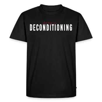 keep on DECONDITIONING - Human Design - Men's Premium Organic T-Shirt - black - Front - Nico (187cm)