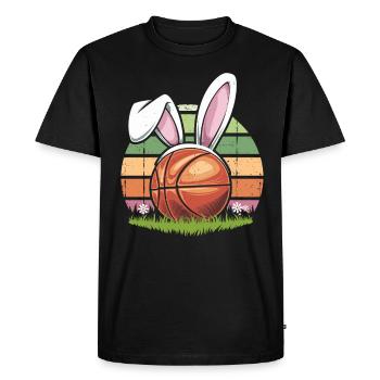 Funny basketball with Easter bunny ears - Men's Premium Organic T-Shirt - black - Front - Nico (187cm)
