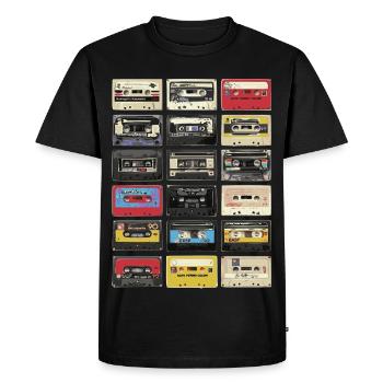 Cassettes rétro - T-shirt Premium bio Homme - noir - Devant - Nico (187cm)