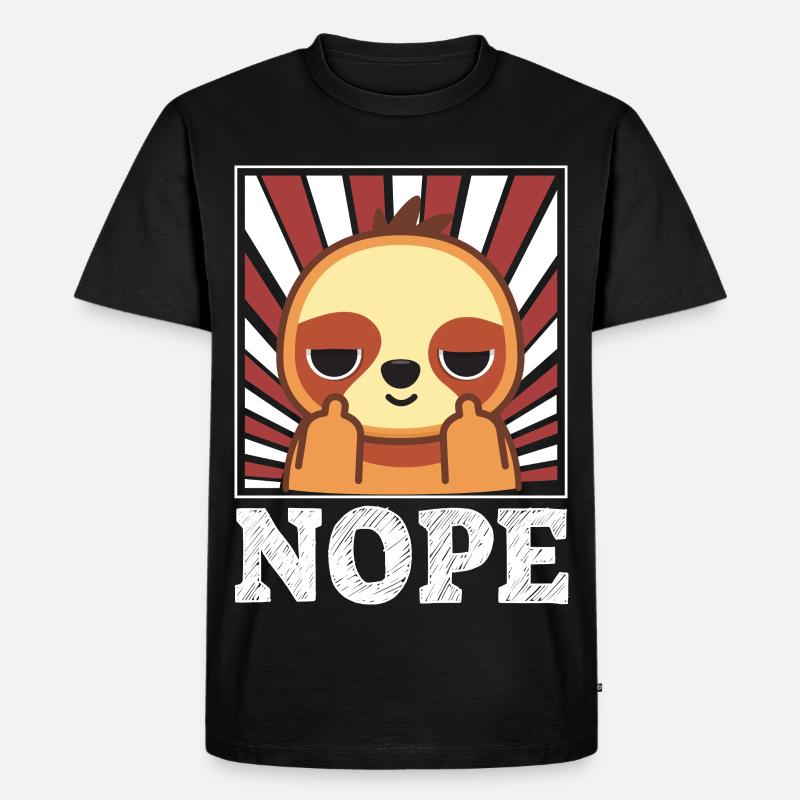 Nope - Faultier mit Mittelfinger - Männer Premium Bio T-Shirt - Schwarz