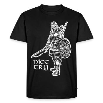 Nice Try Valkyrie - Men's Premium Organic T-Shirt - black - Front - Nico (187cm)