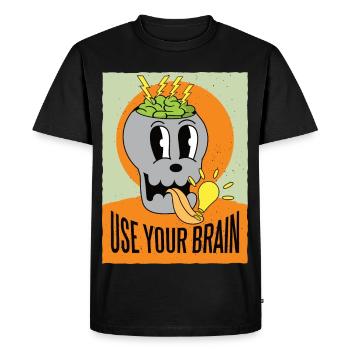 Use your brain - Men's Premium Organic T-Shirt - black - Front - Nico (187cm)