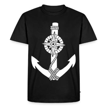 White anchor compass - Men's Premium Organic T-Shirt - black - Front - Nico (187cm)