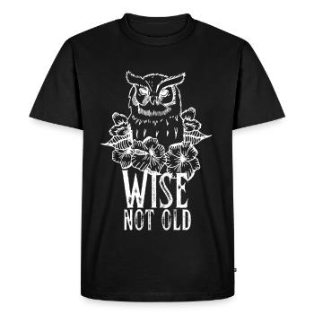Hibou vintage et roses sages pas vieux - T-shirt Premium bio Homme - noir - Devant - Nico (187cm)