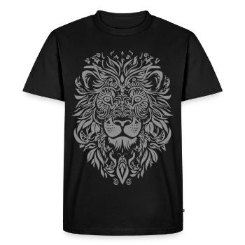 Lion Mandala Visage Tête de Lion Floral - T-shirt Premium bio Homme - noir - Devant - Nico (187cm)