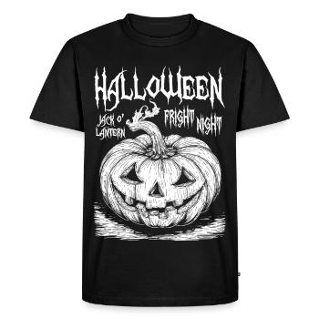 Halloween Jack O' Lantern Blanc Design - T-shirt Premium bio Homme - noir - Devant - Nico (187cm)