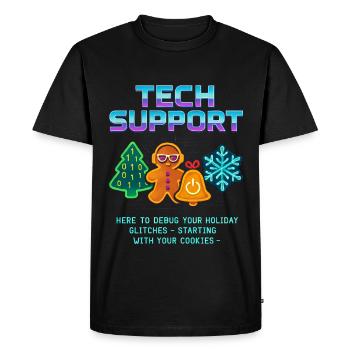 Funny Technical Support Debug Christmas - Men's Premium Organic T-Shirt - black - Front - Nico (187cm)
