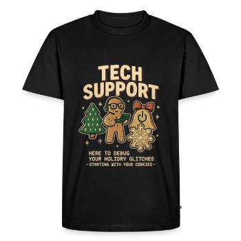 Support technique vintage Rétro IT Noël - T-shirt Premium bio Homme - noir - Devant - Nico (187cm)