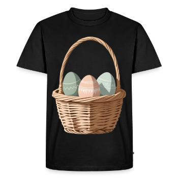 Pastel eggs in a basket - Men's Premium Organic T-Shirt - black - Front - Nico (187cm)