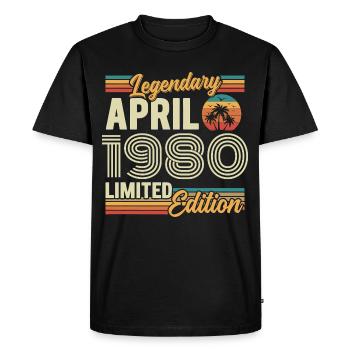 April 1980 46th Anniversary Gift - April 1980 - Men's Premium Organic T-Shirt - black - Front - Nico (187cm)